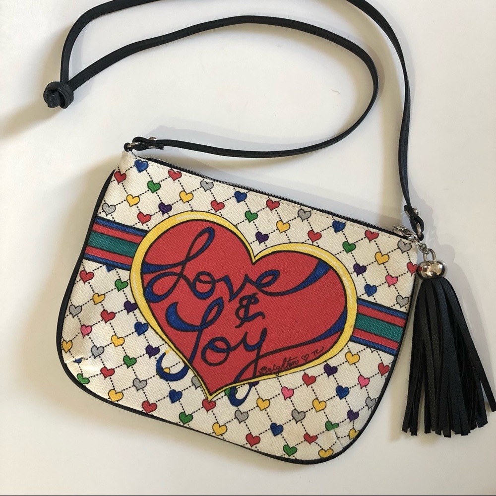 Brighton “Love & Joy” Canvas Crossbody Used Once. Like New.